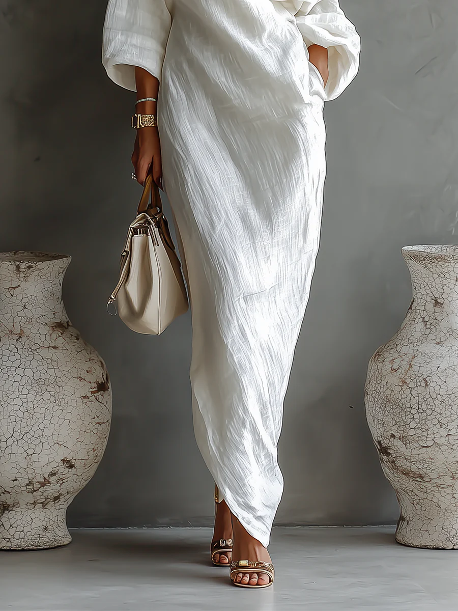 Elise™ | Elegantes Maxikleid mit einer Schulter in Weiß