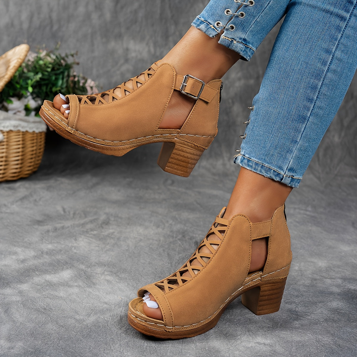 Selin | Sandalen mit geflochtenem Absatz