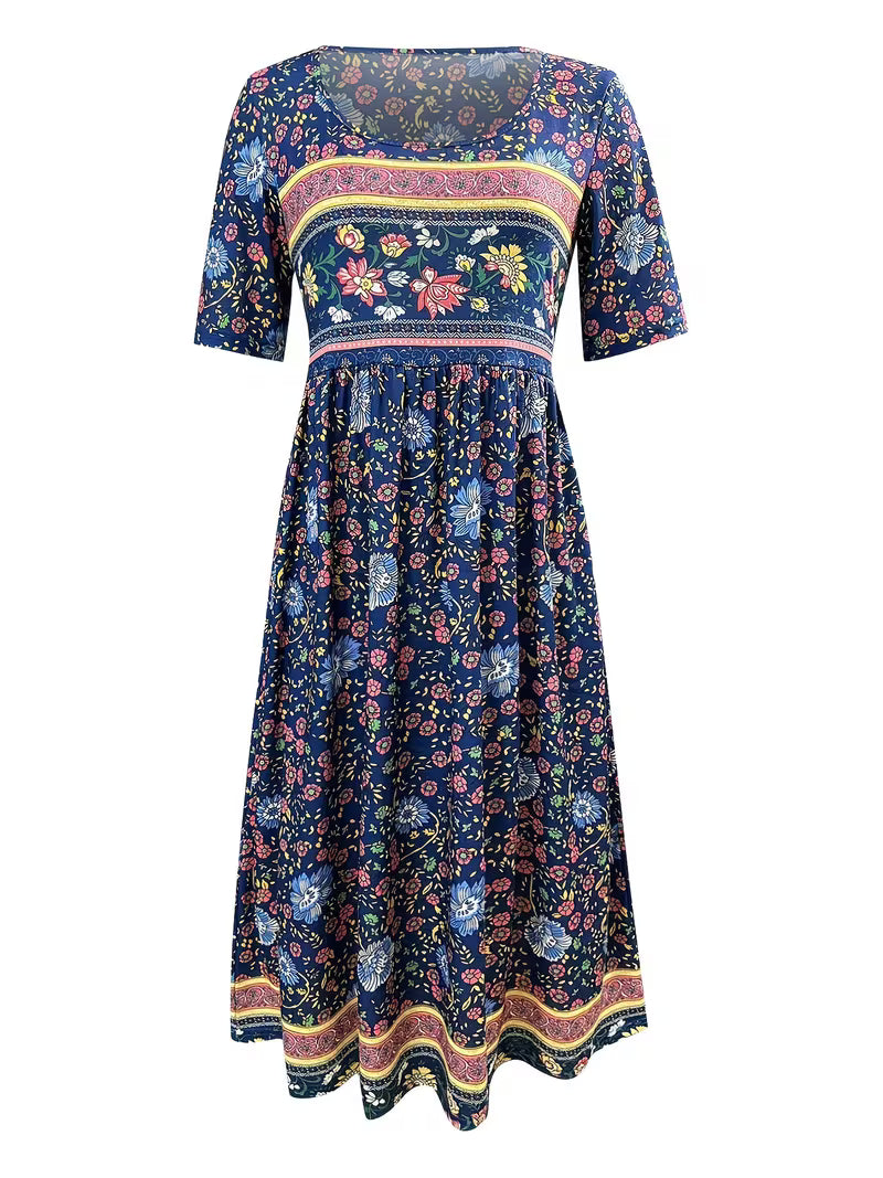 Lisan – Vintage Blumenkleid mit Muster und Tasche