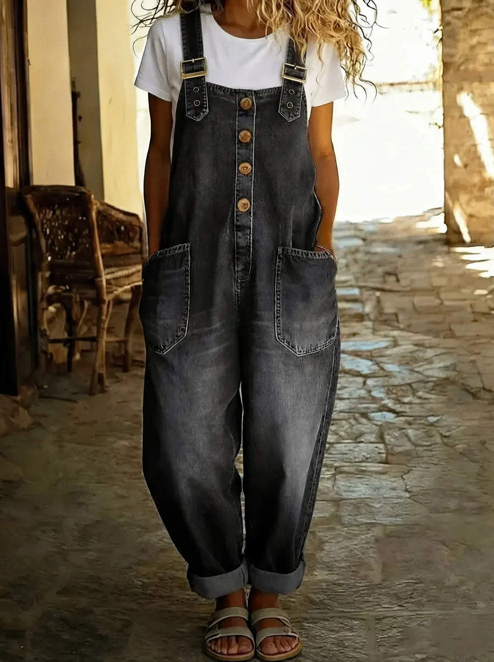 Lina - Lässiger Denim-Jumpsuit mit verstellbarer Schnalle