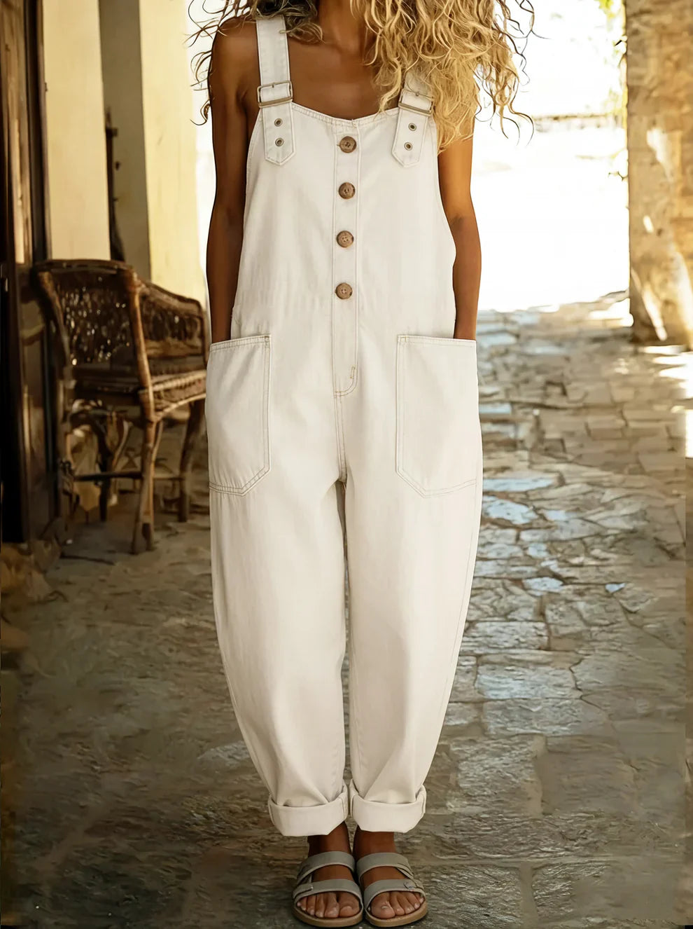 Lina - Lässiger Denim-Jumpsuit mit verstellbarer Schnalle