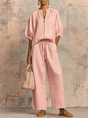 Leonie | Elegantes Zweiteiliges Set aus Baumwolle und Leinen