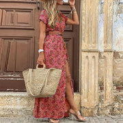 Justine™ - Langes fließendes Bohemian-Kleid mit Gürtel