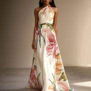 Elegantes langes Kleid mit Blumenmuster