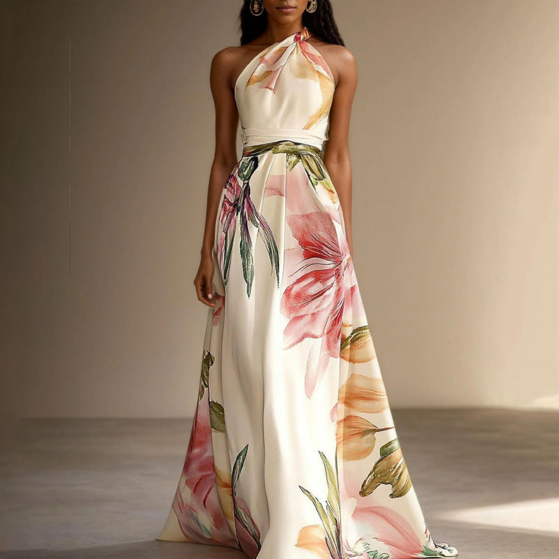 Elegantes langes Kleid mit Blumenmuster