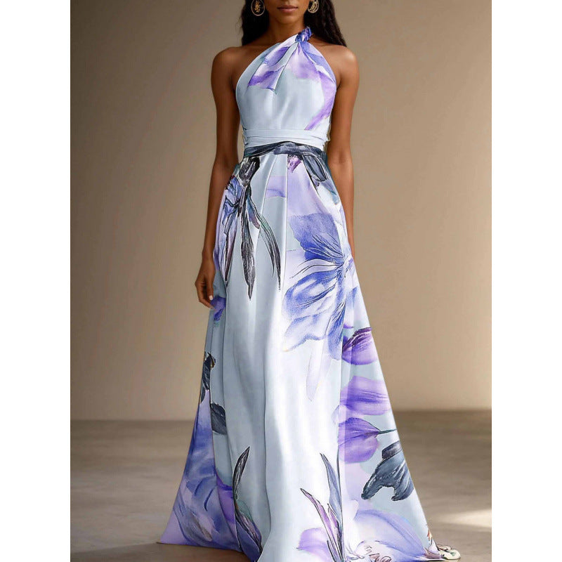 Elegantes langes Kleid mit Blumenmuster