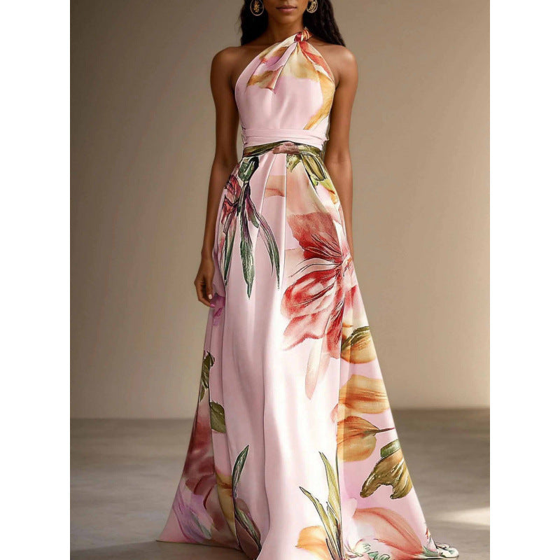 Elegantes langes Kleid mit Blumenmuster