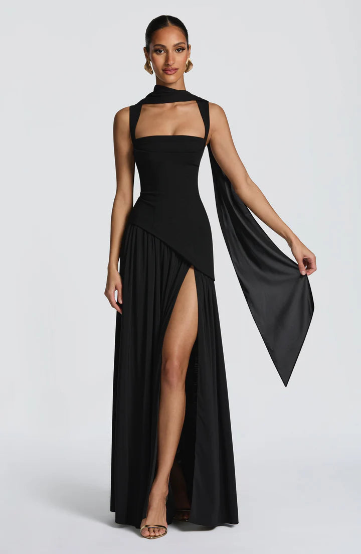 Rosa - Trägerloses Kleid mit Schlitz
