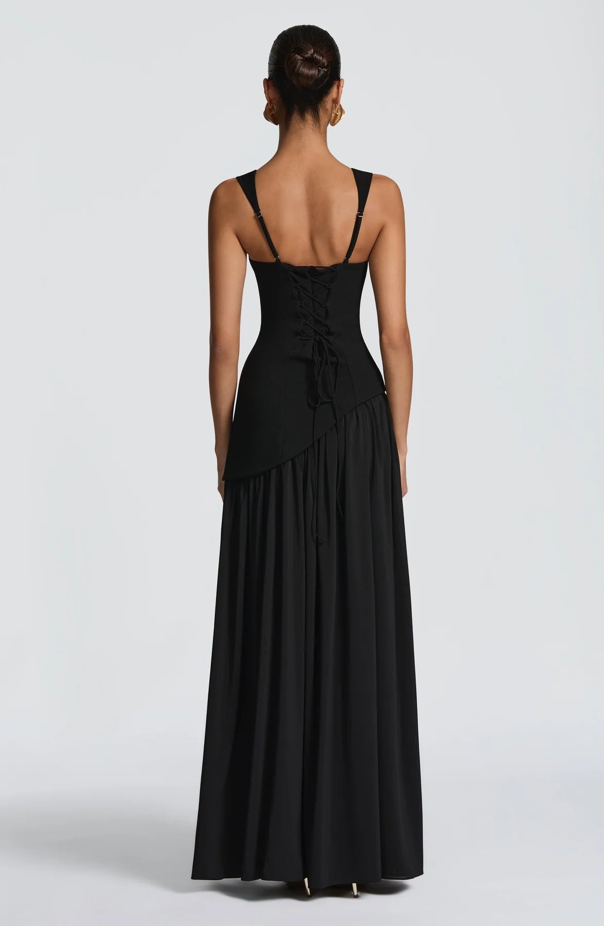 Rosa - Trägerloses Kleid mit Schlitz