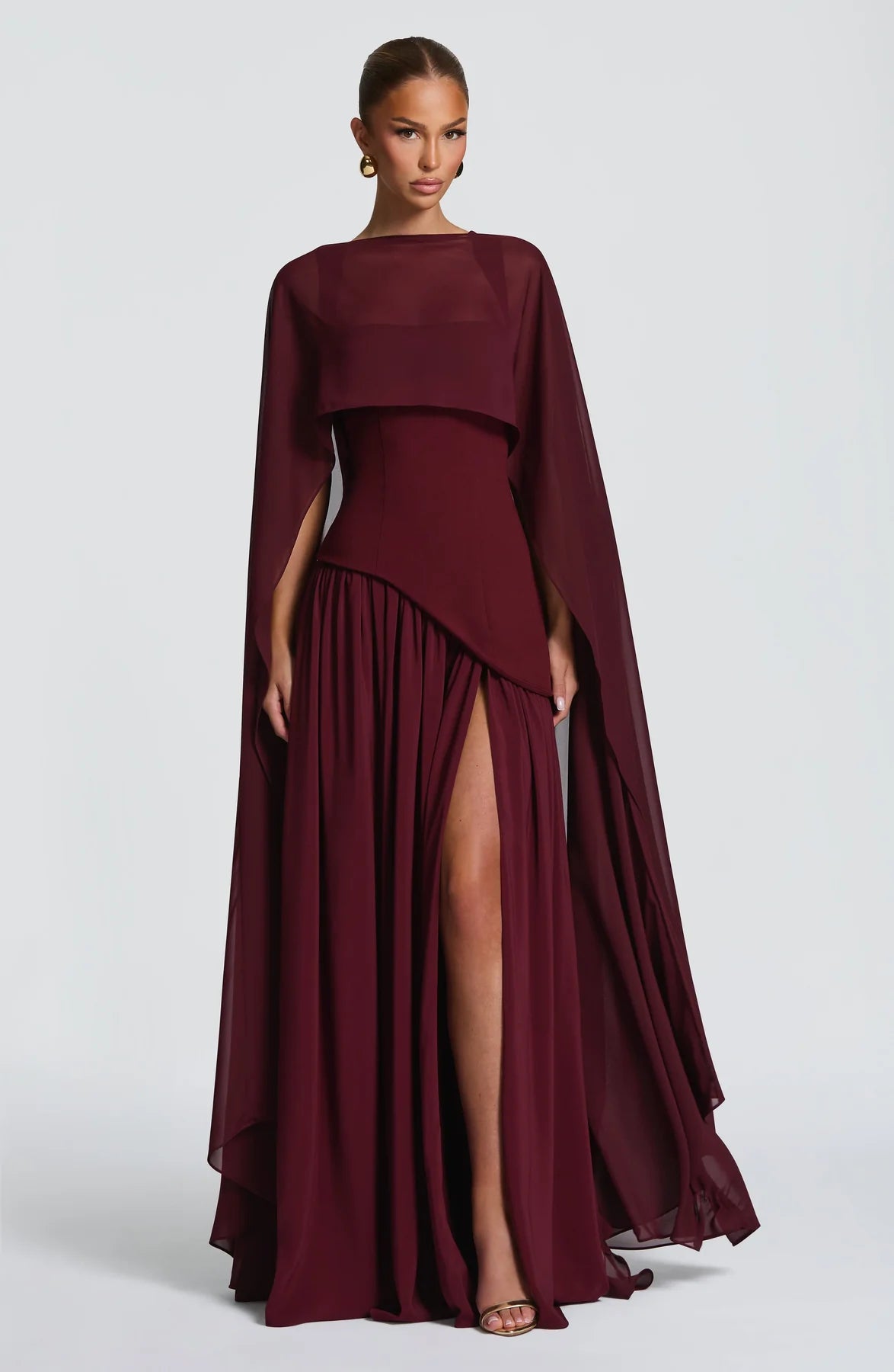 Rosa - Trägerloses Kleid mit Schlitz