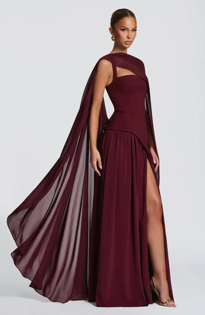 Rosa - Trägerloses Kleid mit Schlitz