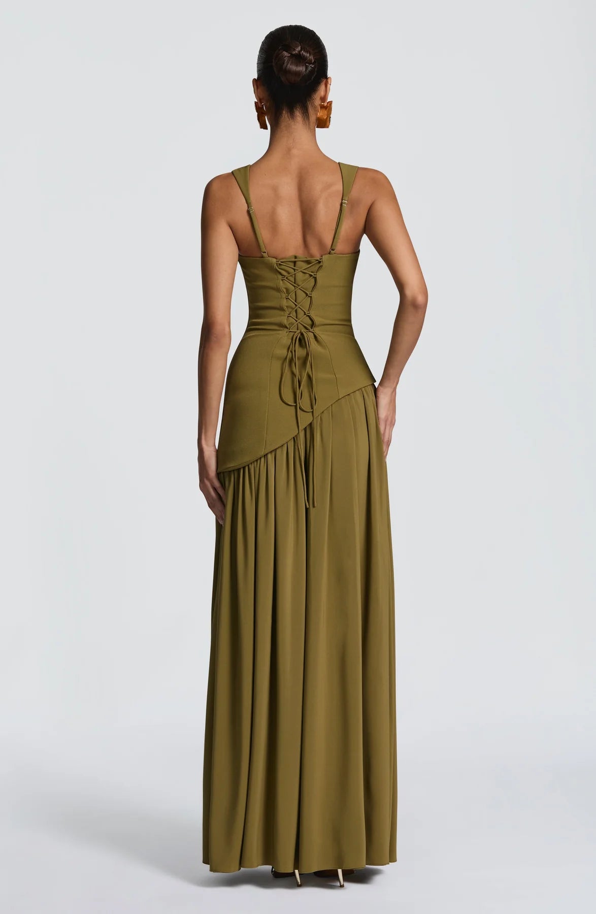 Rosa - Trägerloses Kleid mit Schlitz